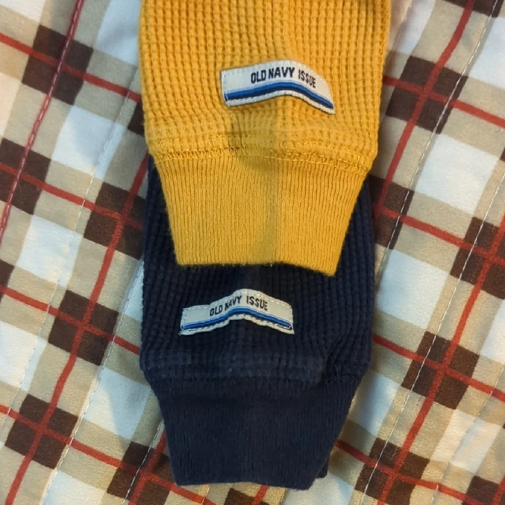 Old Navy Kids Matching Set - Navy and Mustard Onsies With Navy Sweatpants.